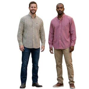 Two Chaps Men's Dress Shirts Size 2XL 18.5 Neck Lot of Two Long Sleeve Classic F